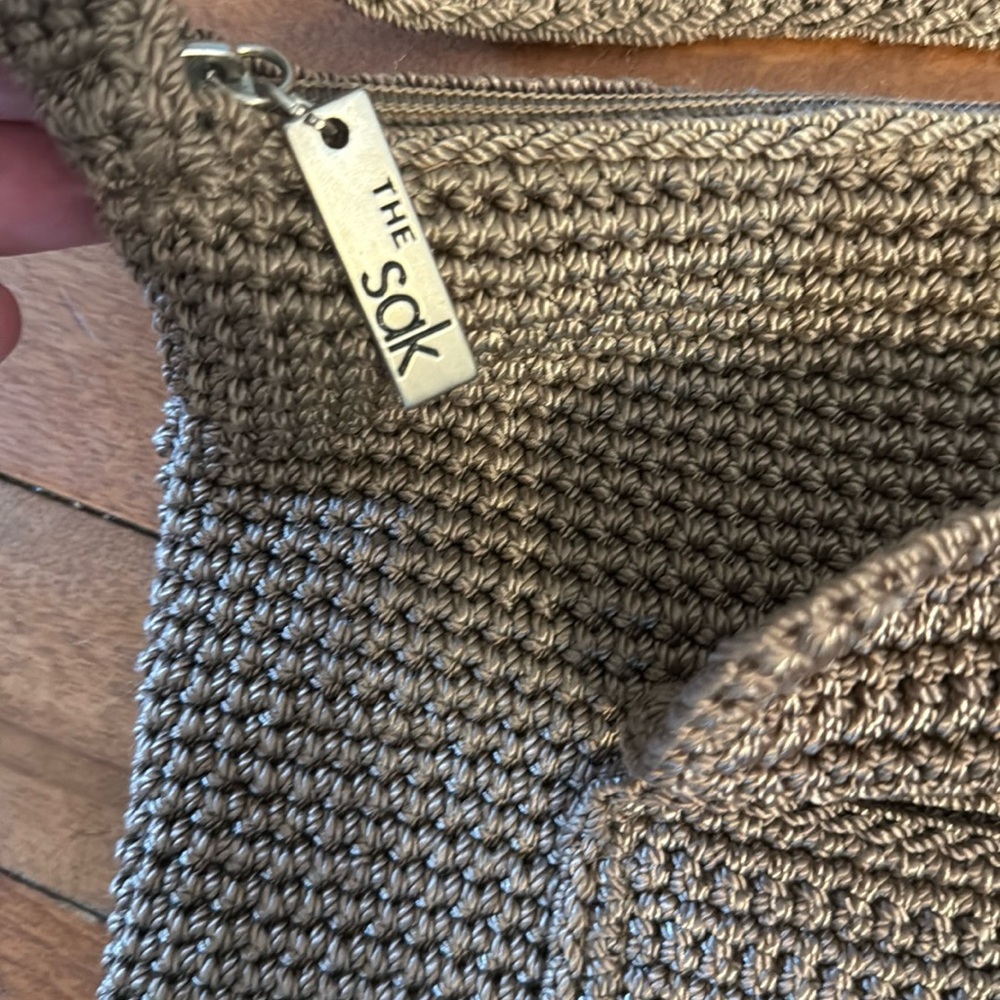 The Sak Crochet Crossbody Bag Tan Boho Woven Shoulder Purse - Picture 3 of 7